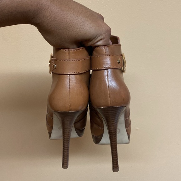 Michael Kors "WYATT" MK Logo Platform High Heel Booties  "Luggage Brown” - Picture 13 of 17